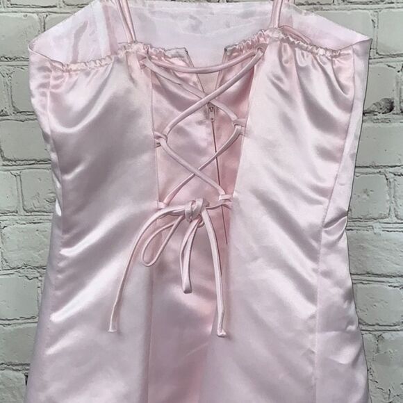 Pink Satin Formal Flower Girl Dress Rhinestone Lace Up Party 2pc Shawl Wedding - Picture 7 of 11